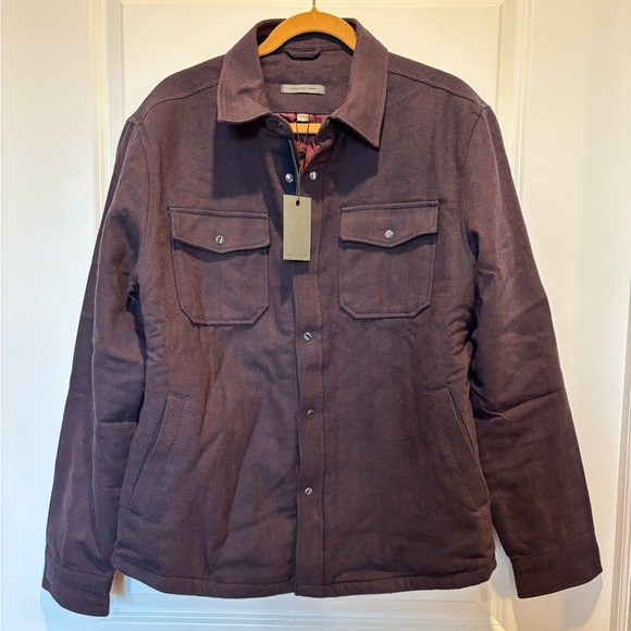 $498 NWT John Varvatos Jameson Shirt Jacket 52 Merlot 100% Cotton Woven Full Zip - Picture 2 of 12